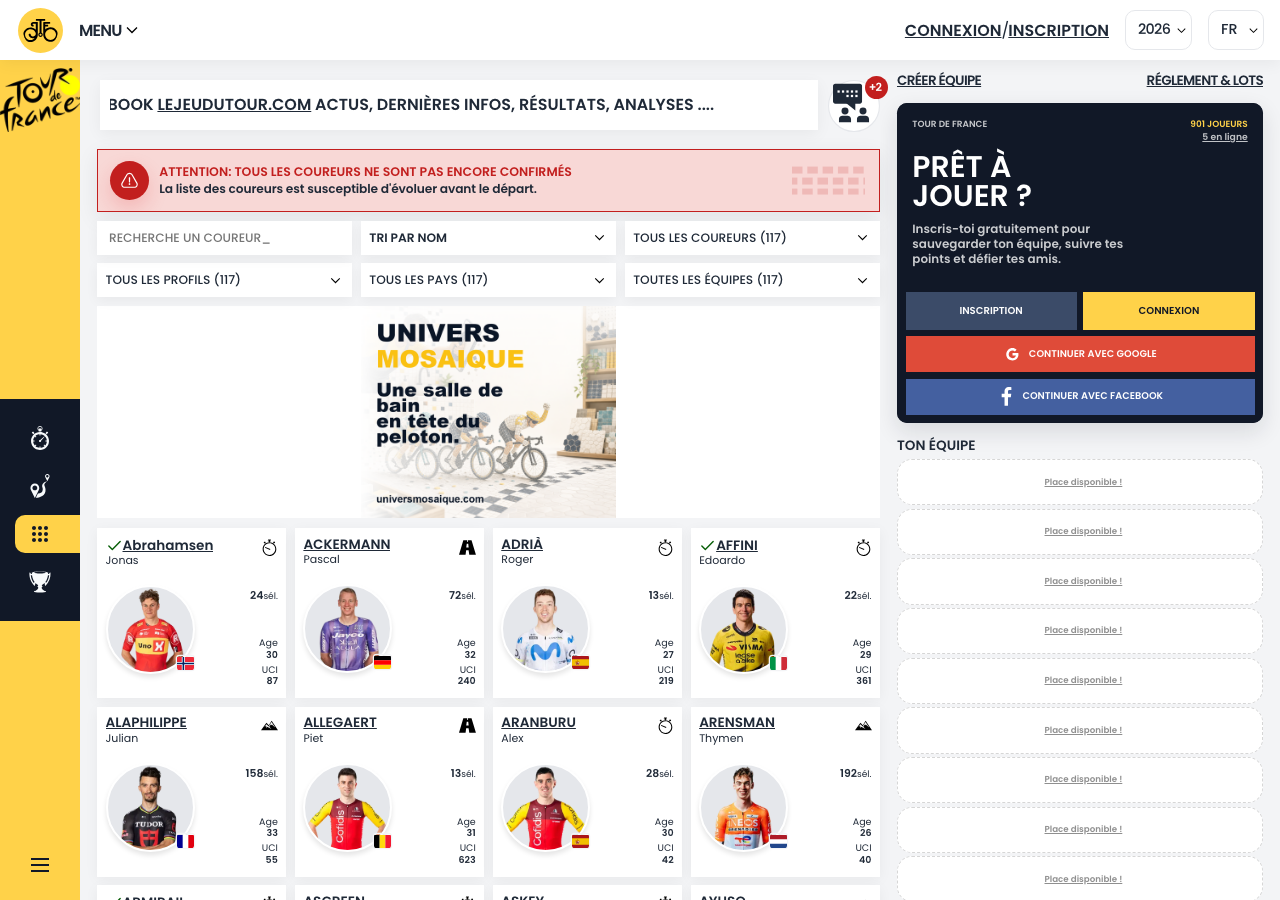 Visibilité sur la composition d'équipe