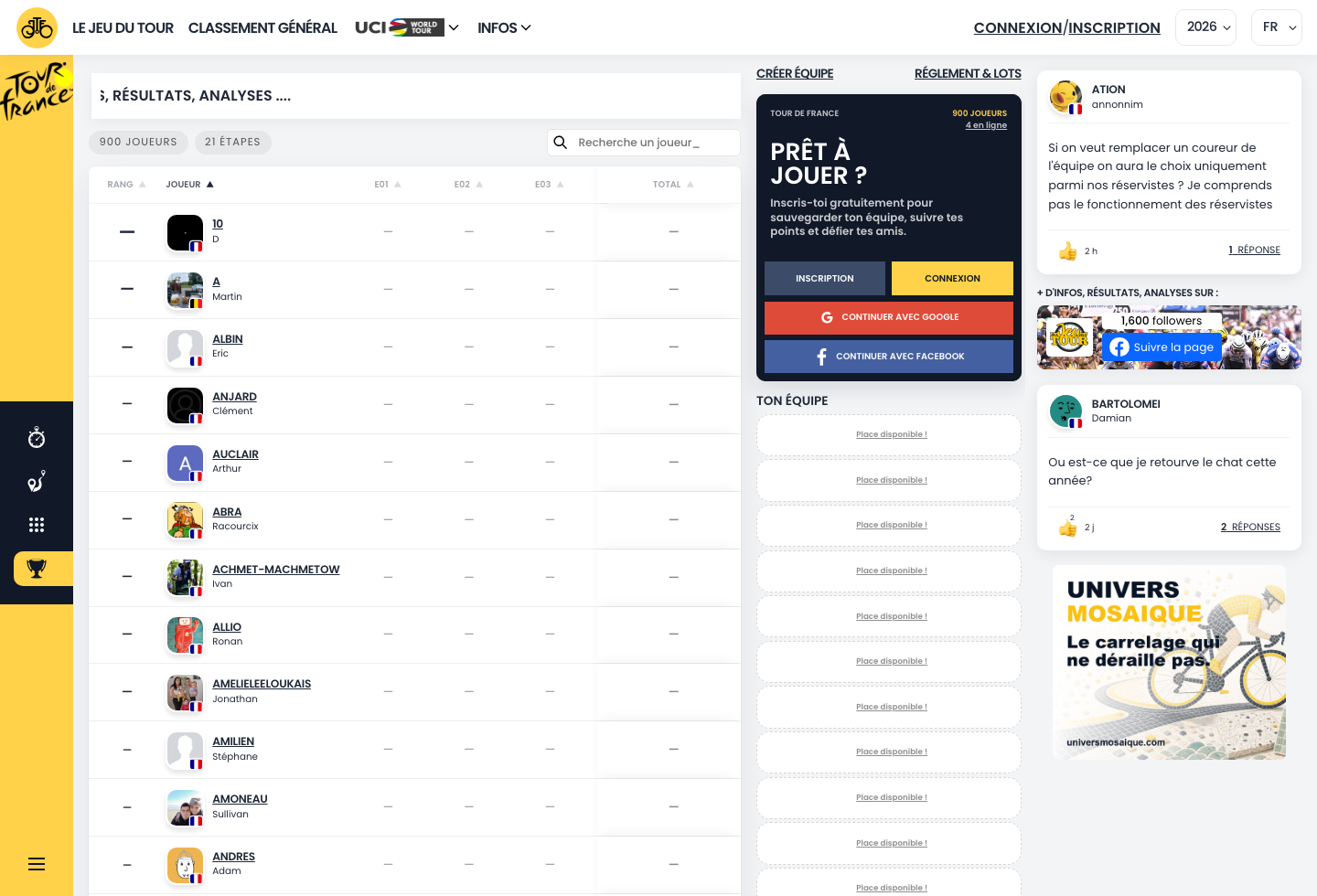 Visibilité forum messages classement